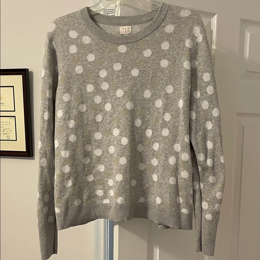 Size XL Gray Polka Dot Crewneck Sweater - A New Day